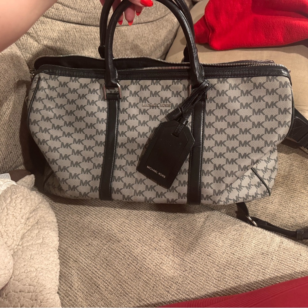 Michael Kors Black and Gray Signature Travel Bag